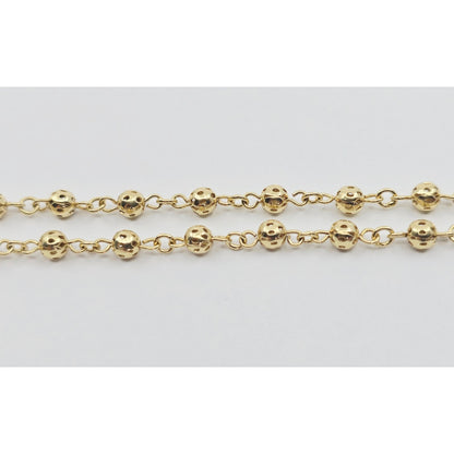 14K Yellow Gold Religious Rosary Cross Link Chain Necklace