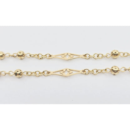 14K Yellow Gold Religious Rosary Cross Link Chain Necklace