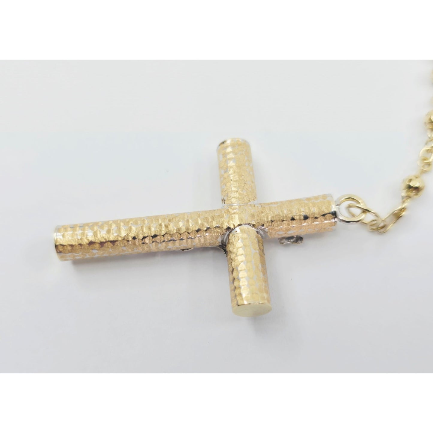 14K Yellow Gold Religious Rosary Cross Link Chain Necklace
