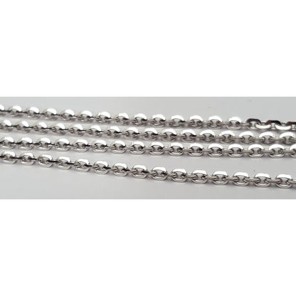 14K White Gold Cable Link Chain Necklace & Diamond Bar Charm Pendant