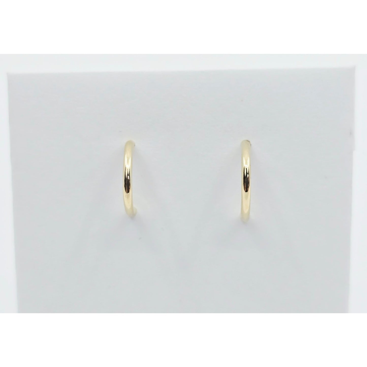 14K Yellow Gold Half Crescent Hoop Stud Earrings