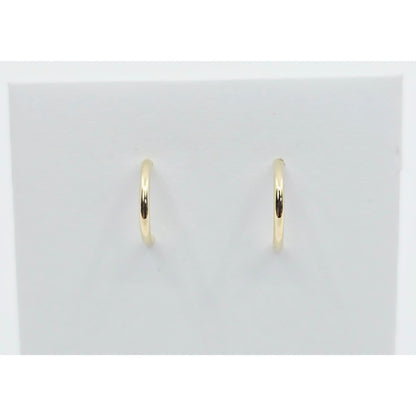 14K Yellow Gold Half Crescent Hoop Stud Earrings