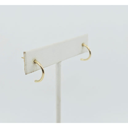 14K Yellow Gold Half Crescent Hoop Stud Earrings