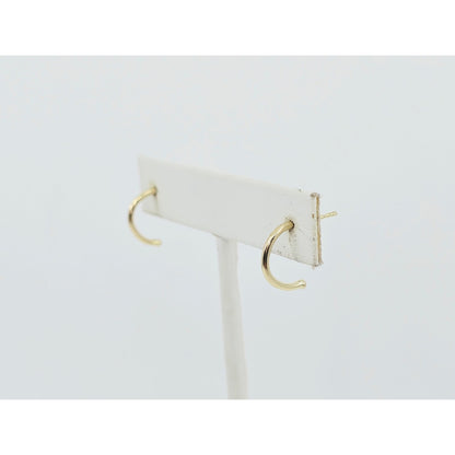 14K Yellow Gold Half Crescent Hoop Stud Earrings