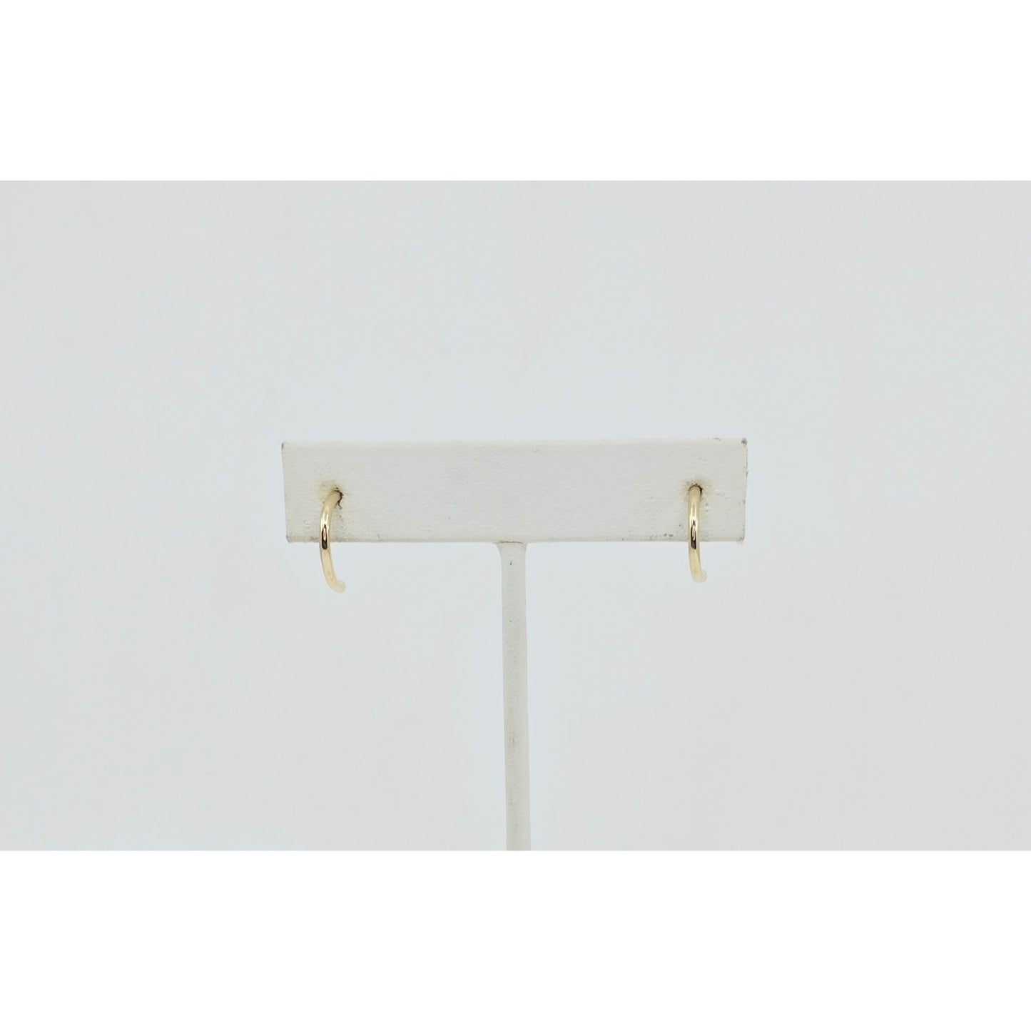 14K Yellow Gold Half Crescent Hoop Stud Earrings