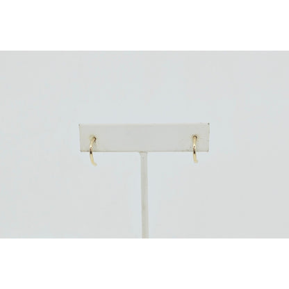 14K Yellow Gold Half Crescent Hoop Stud Earrings