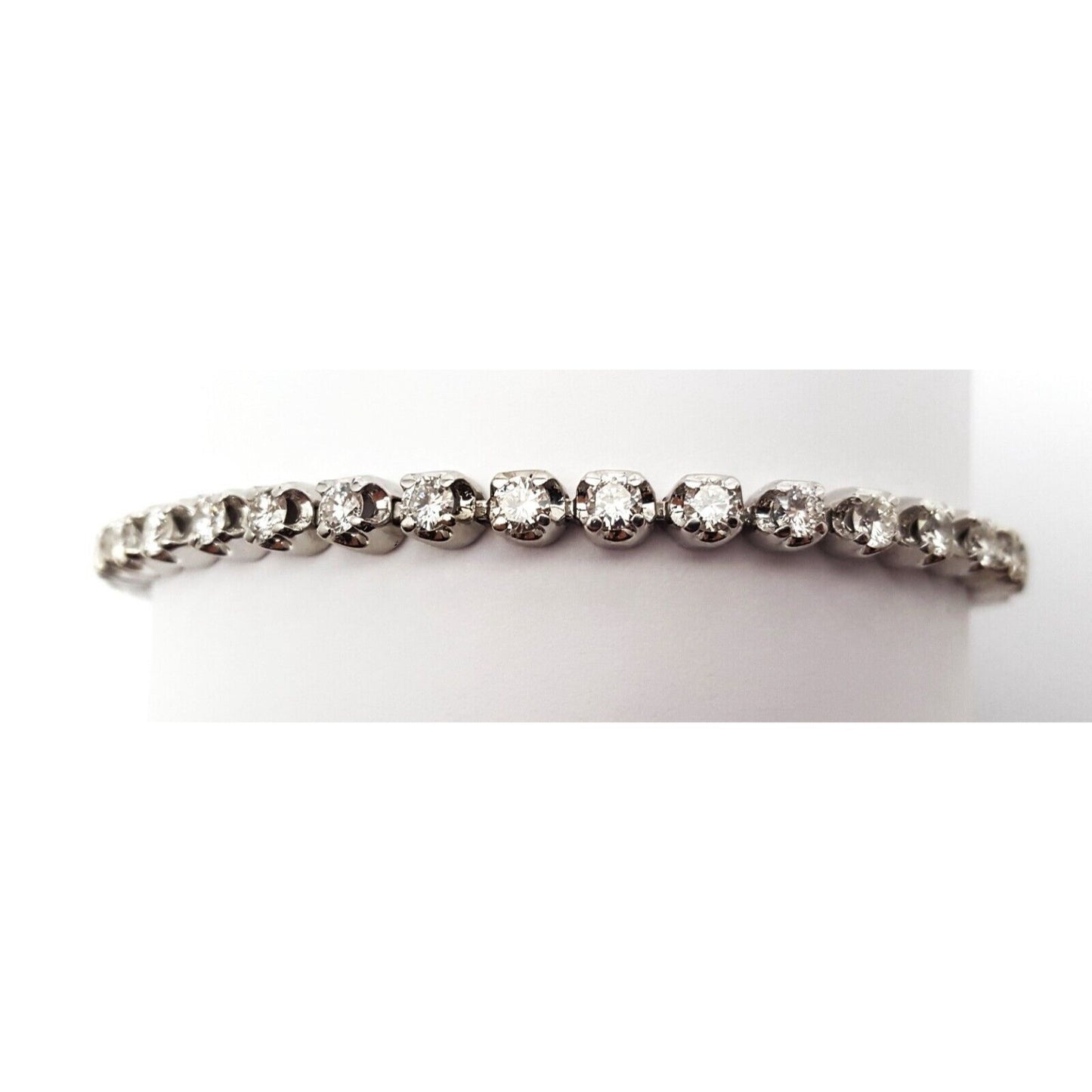 14K Solid White Gold Designer Diamond Tennis Link Bracelet