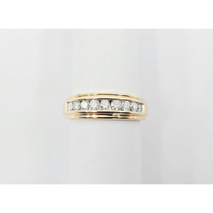 10K Yellow Gold Single Row Diamond Wedding Band Ring