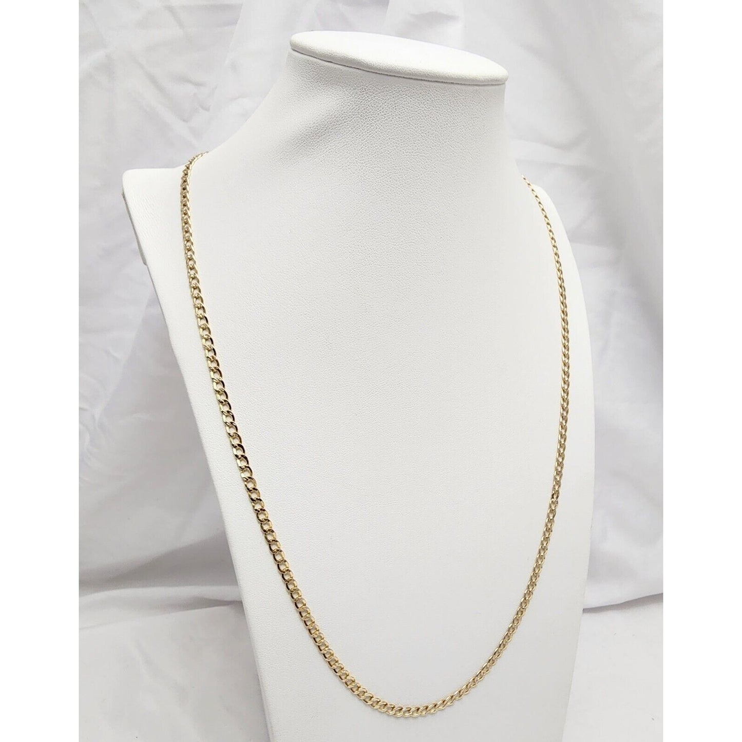 14K Two Tone Gold Diamond Cut Cuban Link Chain Necklace