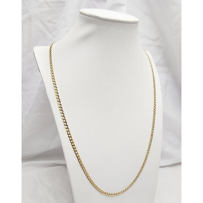 14K Two Tone Gold Diamond Cut Cuban Link Chain Necklace