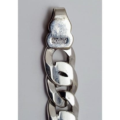 10K Solid White Gold Fancy Figaro Link Bracelet