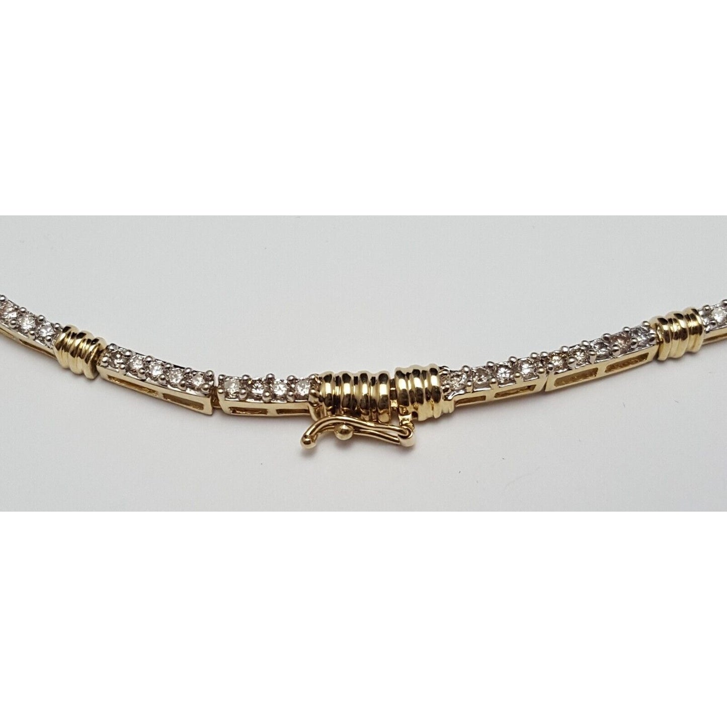 14K Yellow Gold Diamond Choker Link Chain Necklace