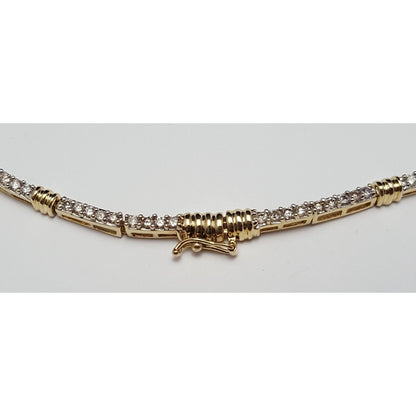 14K Yellow Gold Diamond Choker Link Chain Necklace