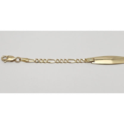 14K Karat Solid Yellow Gold Link ID Bracelet