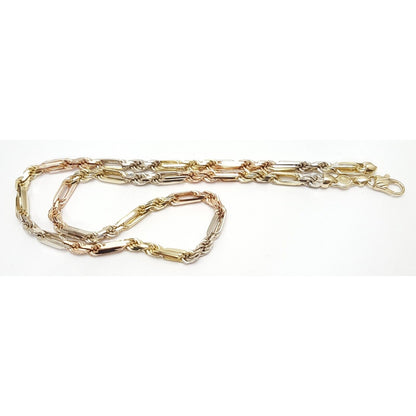 10K Two Tone Gold Designer Figarope Chain Necklace