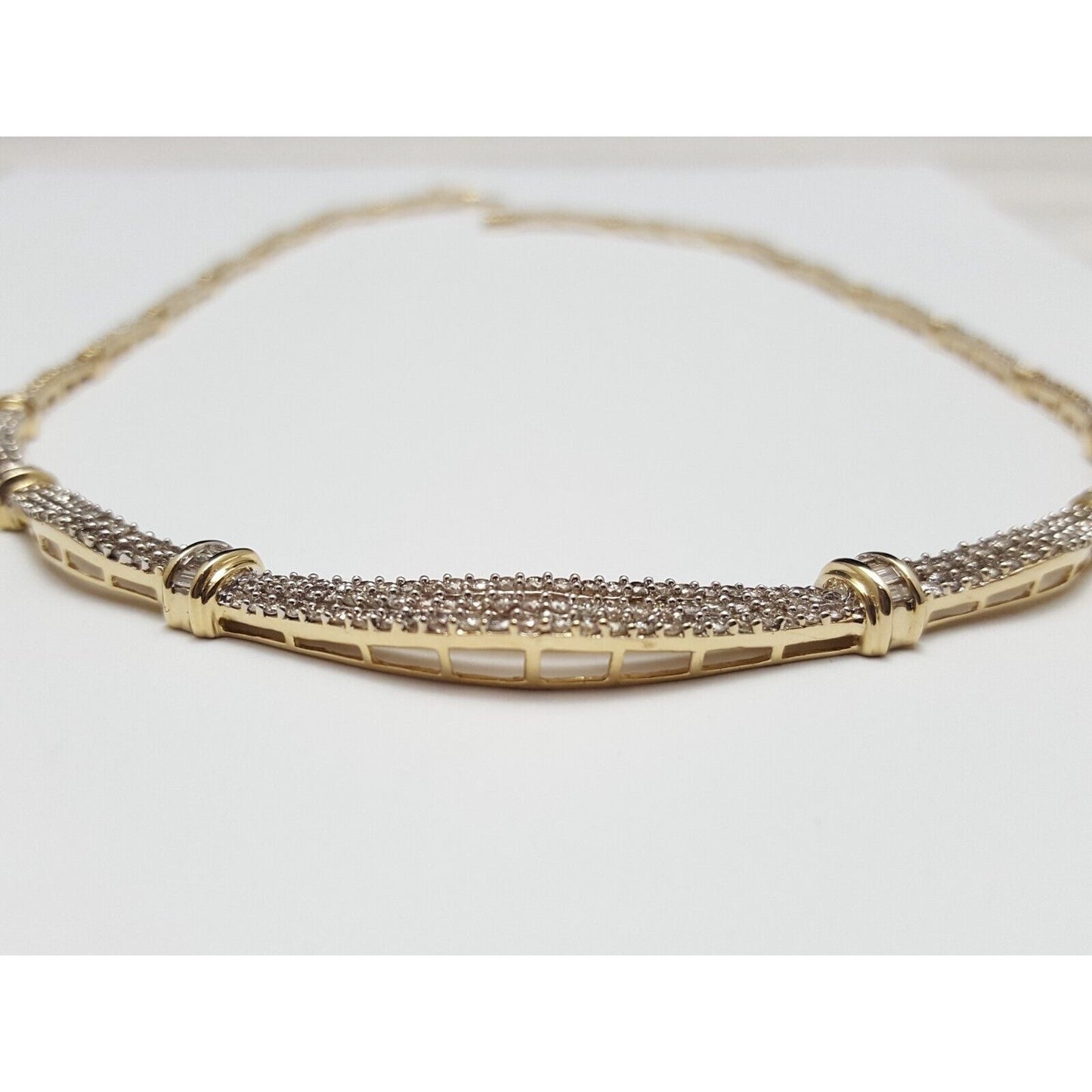 14K Yellow Gold Diamond Choker Link Chain Necklace