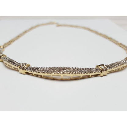 14K Yellow Gold Diamond Choker Link Chain Necklace