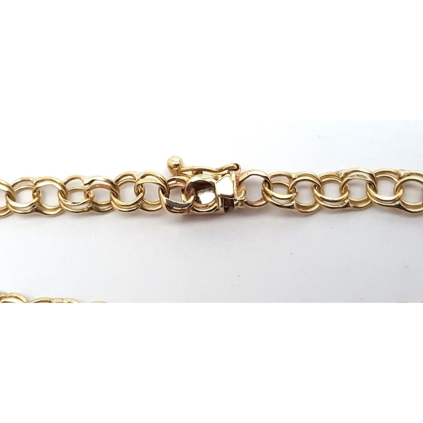 14K Solid Yellow Gold Round Cable Link Bracelet