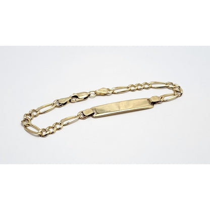 14K Yellow Gold Figaro Link ID Bracelet