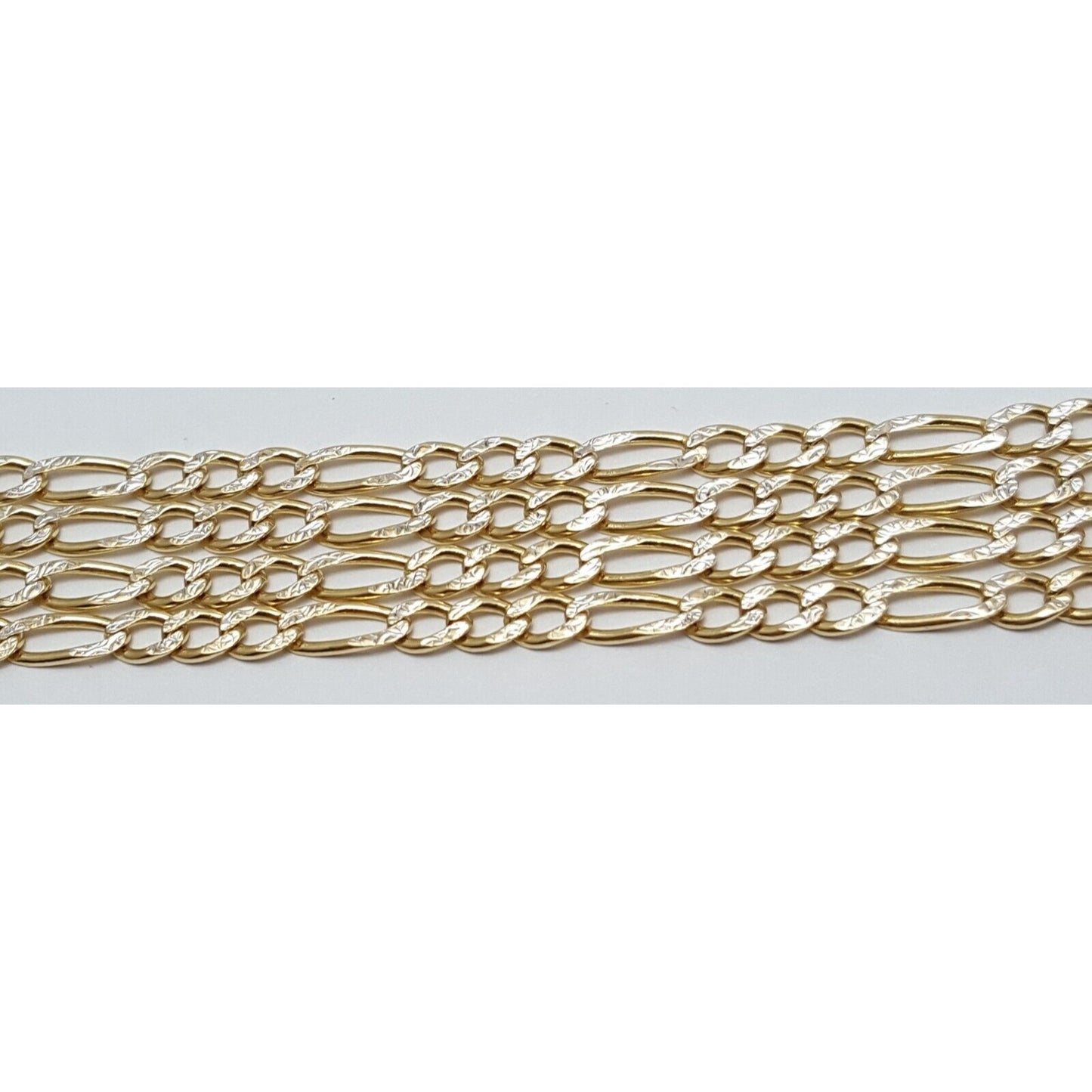 14K Two Tone Gold Diamond Cut Figaro Link Chain Necklace