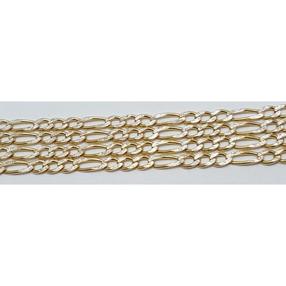 14K Two Tone Gold Diamond Cut Figaro Link Chain Necklace