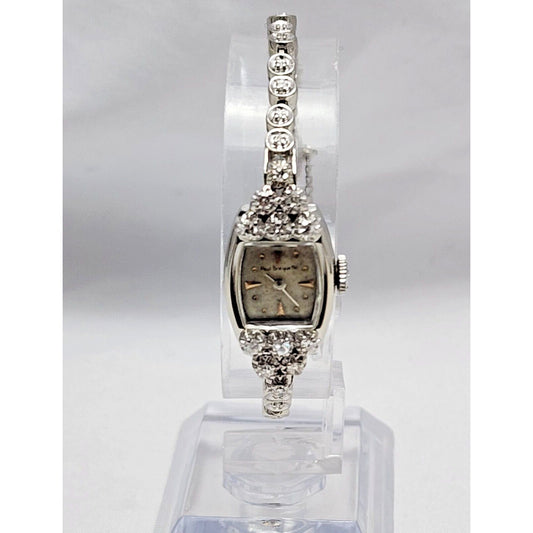 Vintage Paul Breguette 14K Gold 30mm Diamond 14 Jewels Ladies Mechanical Watch