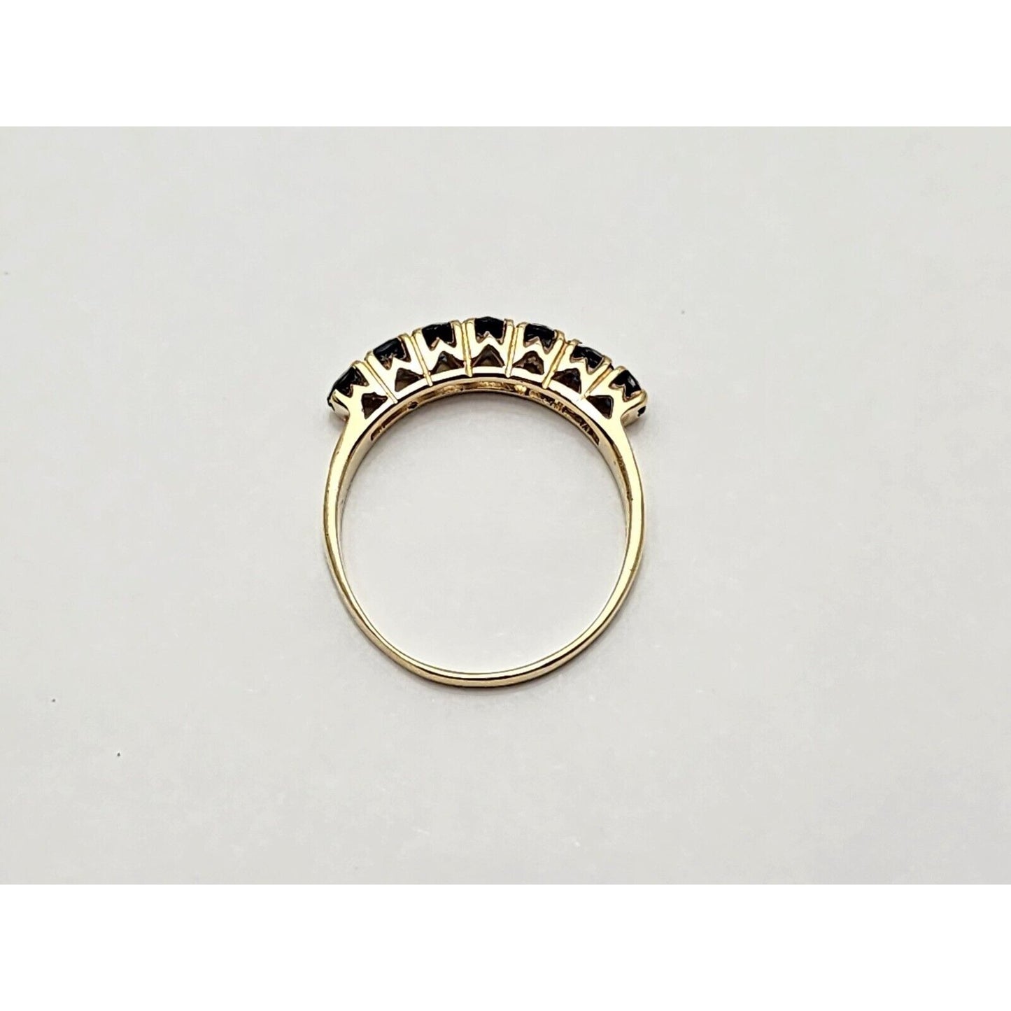 14K Yellow Gold Single Row Round Sapphire Ring