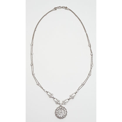 18K White Gold Round Diamond Cable Link Chain Necklace