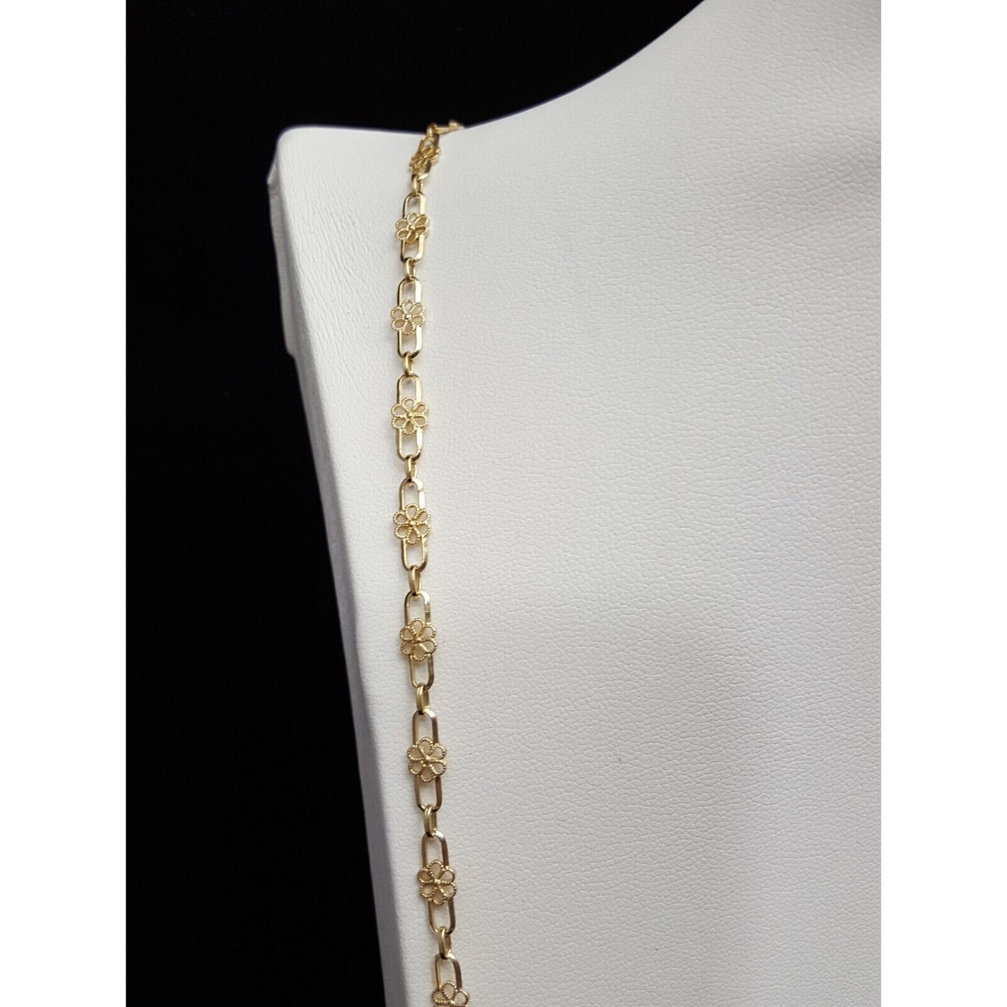 18K Yellow Gold Semper Designer Extra Long Flower Link Chain Necklace