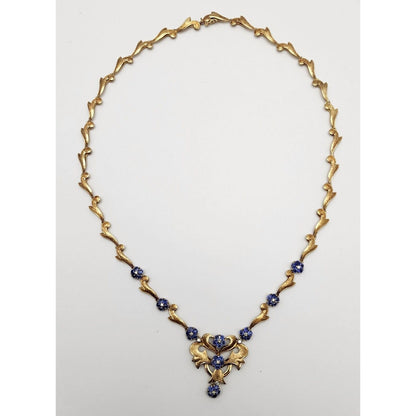 18K Yellow Gold Diamond & Sapphire Choker Chain Necklace