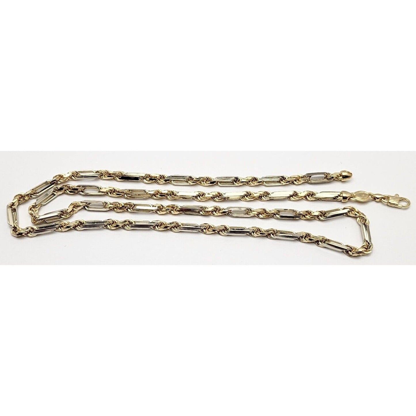 14K Solid Two Tone Gold Diamond Cut Milano Rope Chain Necklace