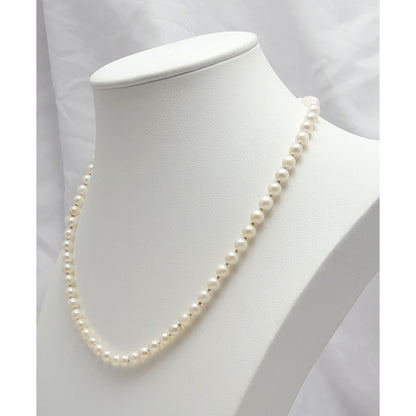 14K White Gold Pearl Choker Bead Ball Necklace