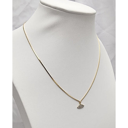 14K Yellow Gold Diamond Box Herringbone Link Chain Necklace