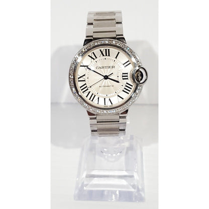 Cartier Ballon Bleu 36mm Diamond Bezel Stainless Steel Automatic 4372 W4BB0024