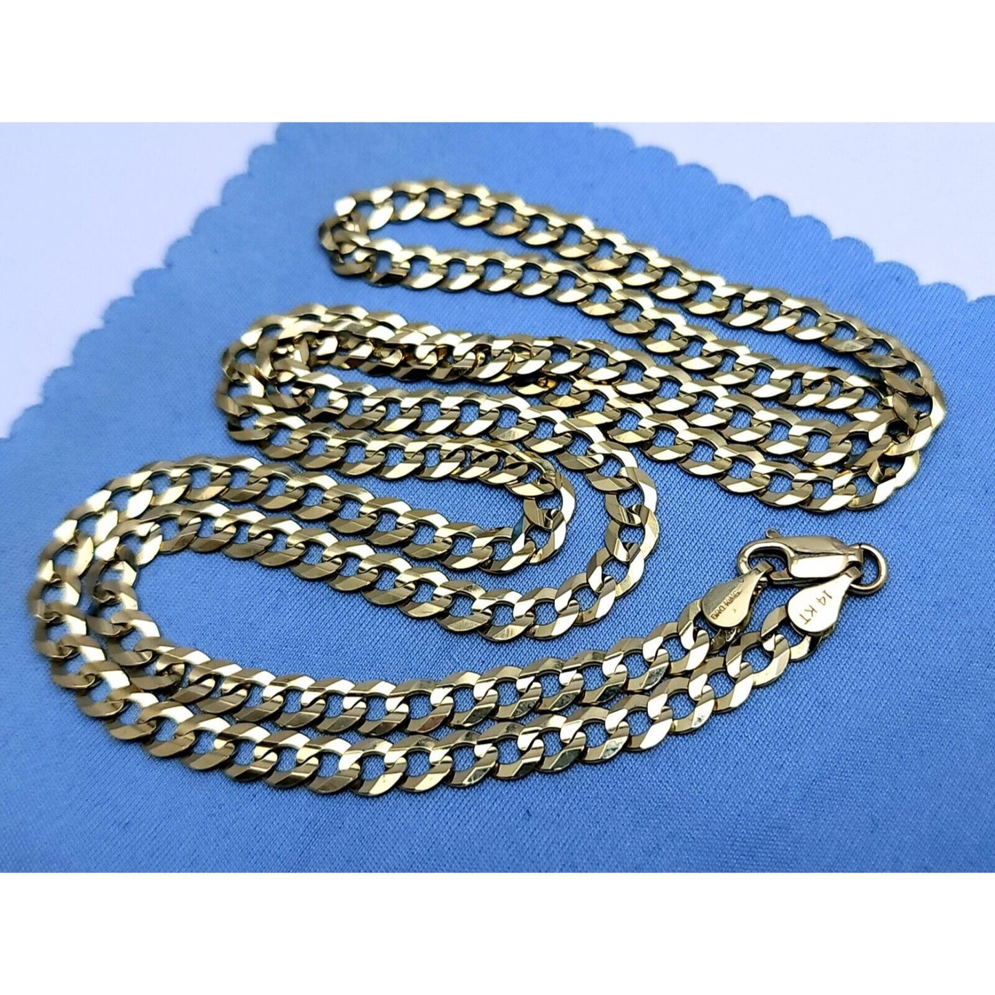 14K Yellow Gold Diamond Cut Cuban Link Chain Necklace