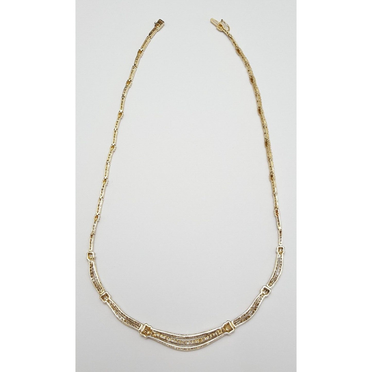 14K Yellow Gold Diamond Choker Link Chain Necklace