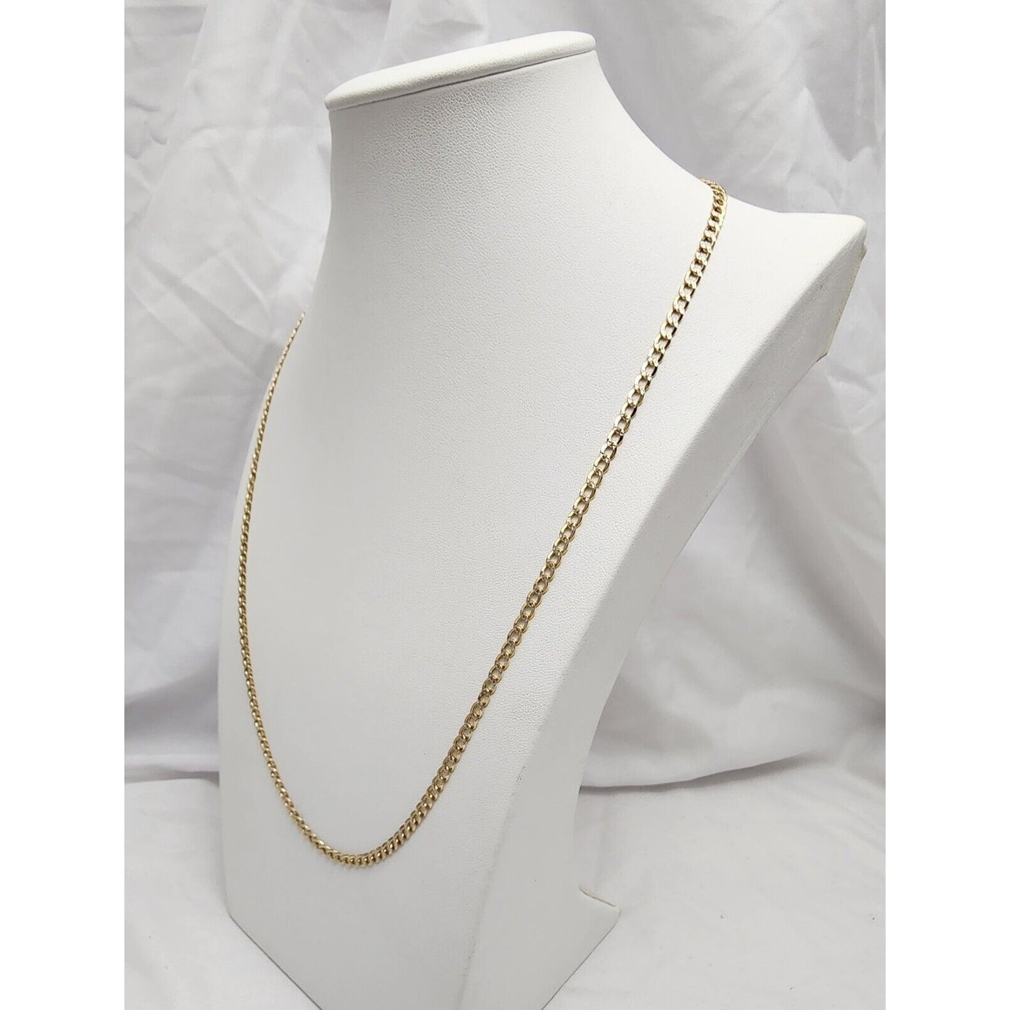 14K Two Tone Gold Diamond Cut Cuban Link Chain Necklace