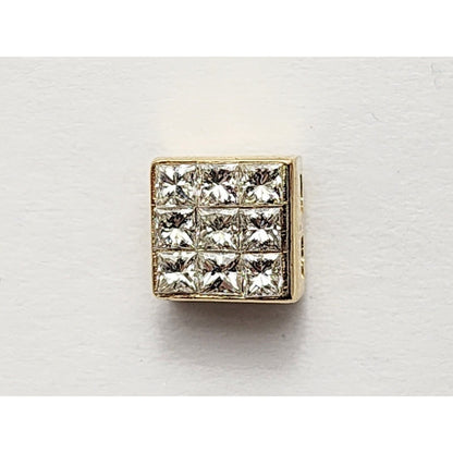 Single 14K Yellow Gold Princess Cut Invisible Setting Diamond Stud Earring