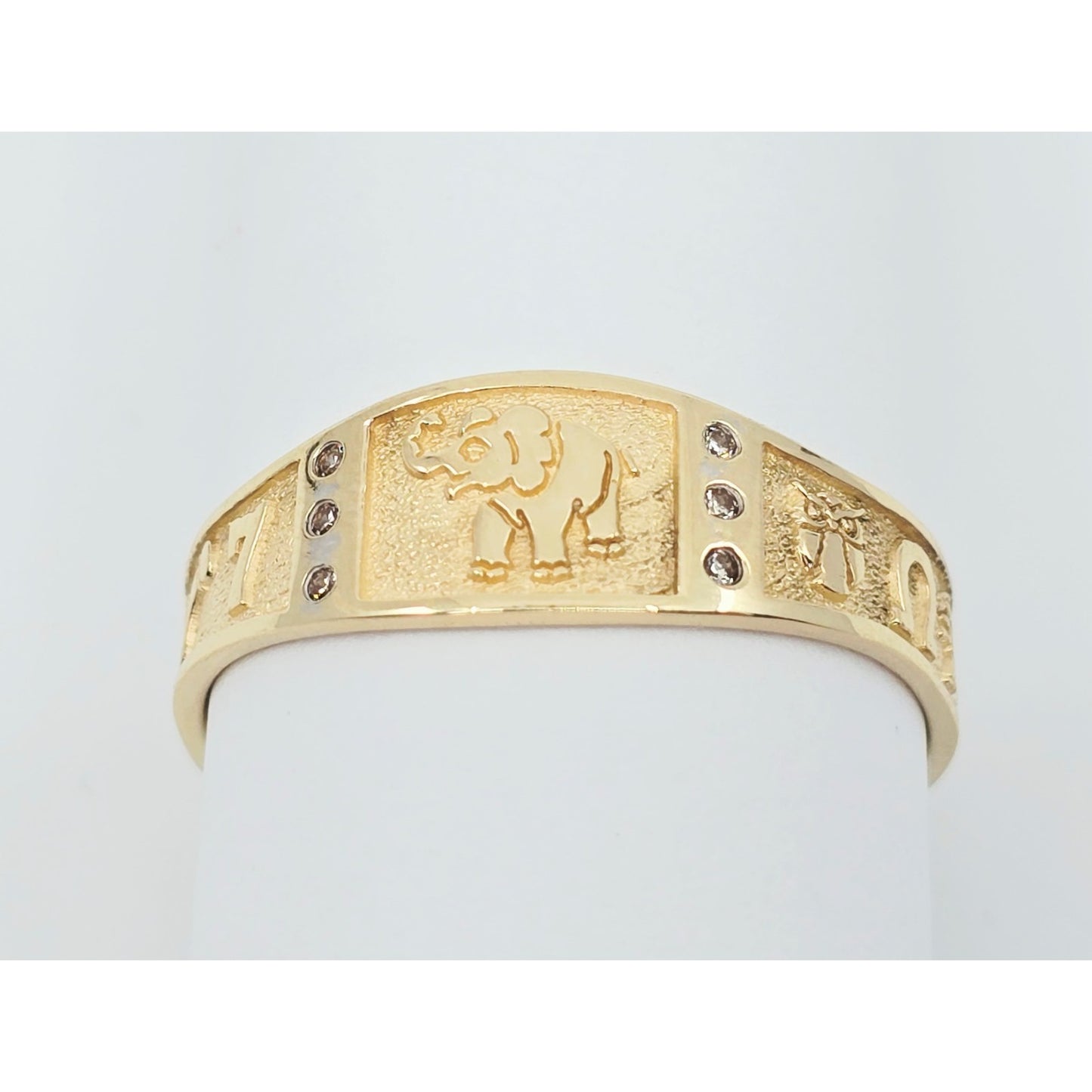 14K Yellow Gold Lucky Symbols CZ Ring