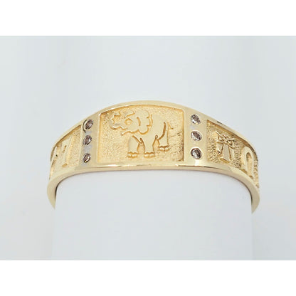 14K Yellow Gold Lucky Symbols CZ Ring