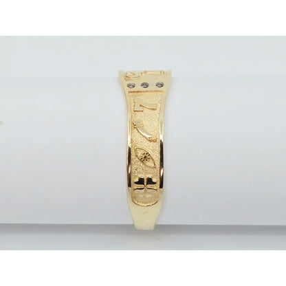 14K Yellow Gold Lucky Symbols CZ Ring