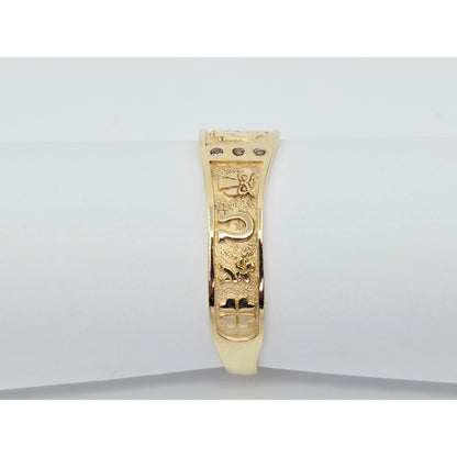 14K Yellow Gold Lucky Symbols CZ Ring