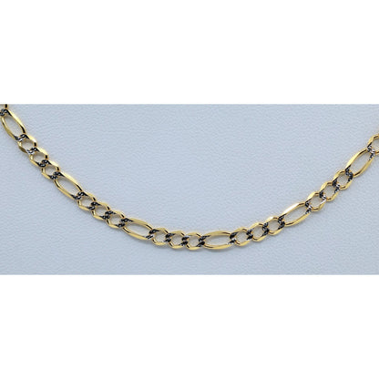 10K Two Tone Gold Diamond Cut Figaro Link Chain Necklace