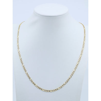10K Two Tone Gold Diamond Cut Figaro Link Chain Necklace