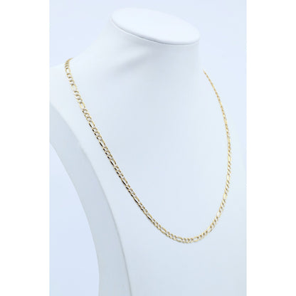 10K Two Tone Gold Diamond Cut Figaro Link Chain Necklace