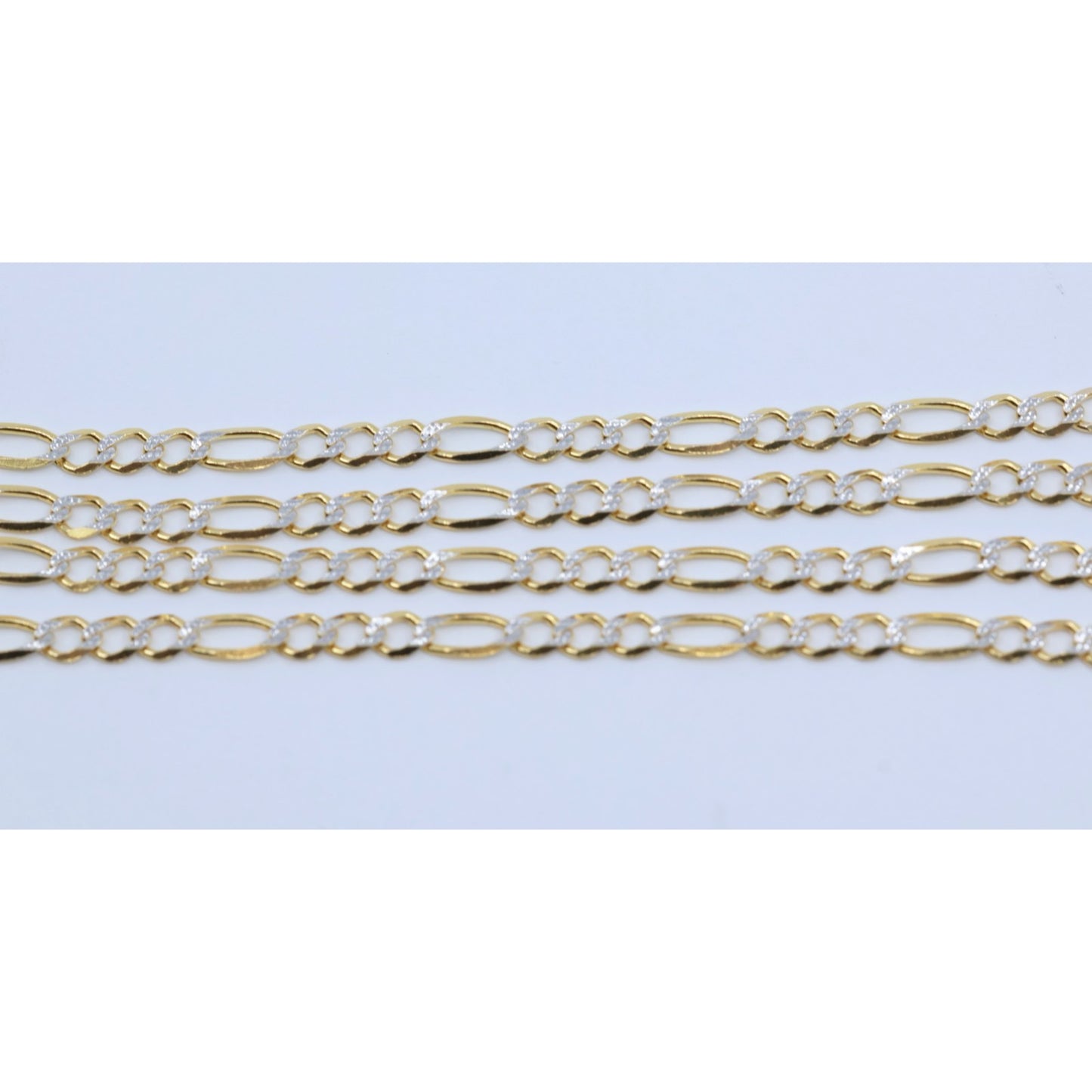10K Two Tone Gold Diamond Cut Figaro Link Chain Necklace