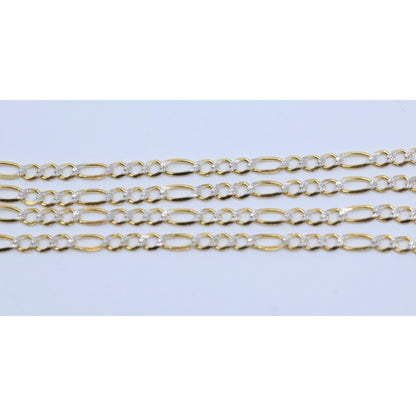 10K Two Tone Gold Diamond Cut Figaro Link Chain Necklace