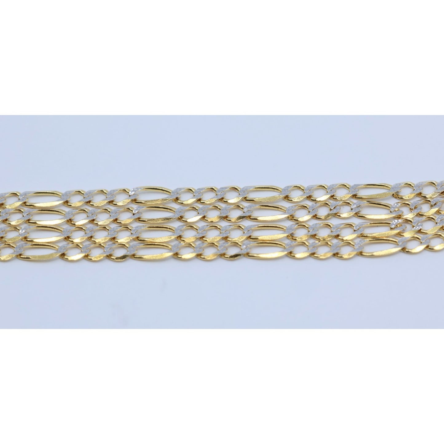 10K Two Tone Gold Diamond Cut Figaro Link Chain Necklace