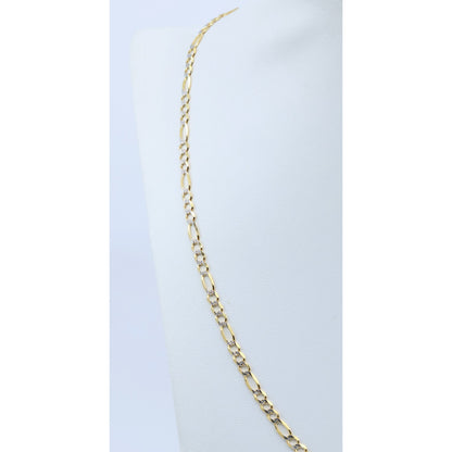 10K Two Tone Gold Diamond Cut Figaro Link Chain Necklace