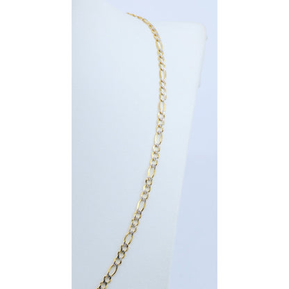 10K Two Tone Gold Diamond Cut Figaro Link Chain Necklace